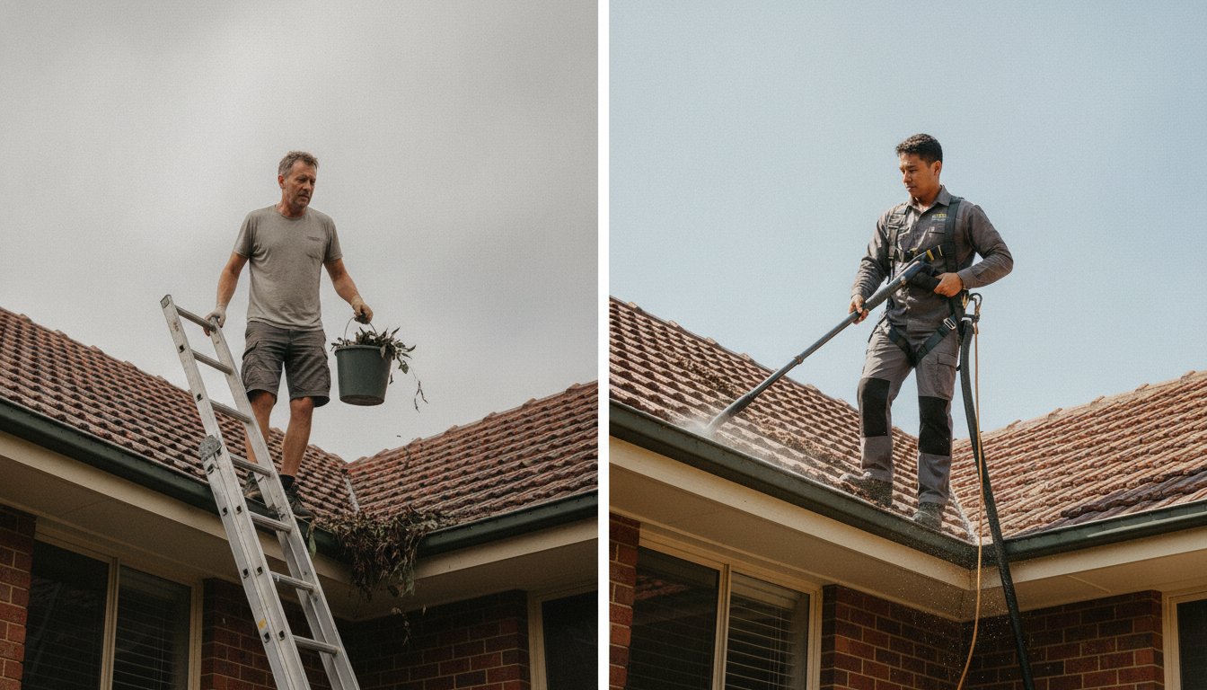 DIY vs Professional Gutter Cleaning in Melbourne: Is the Risk Worth the Reward? – Hero Image DIY vs Professional Gutter Cleaning in Melbourne: Is the Risk Worth the Reward?