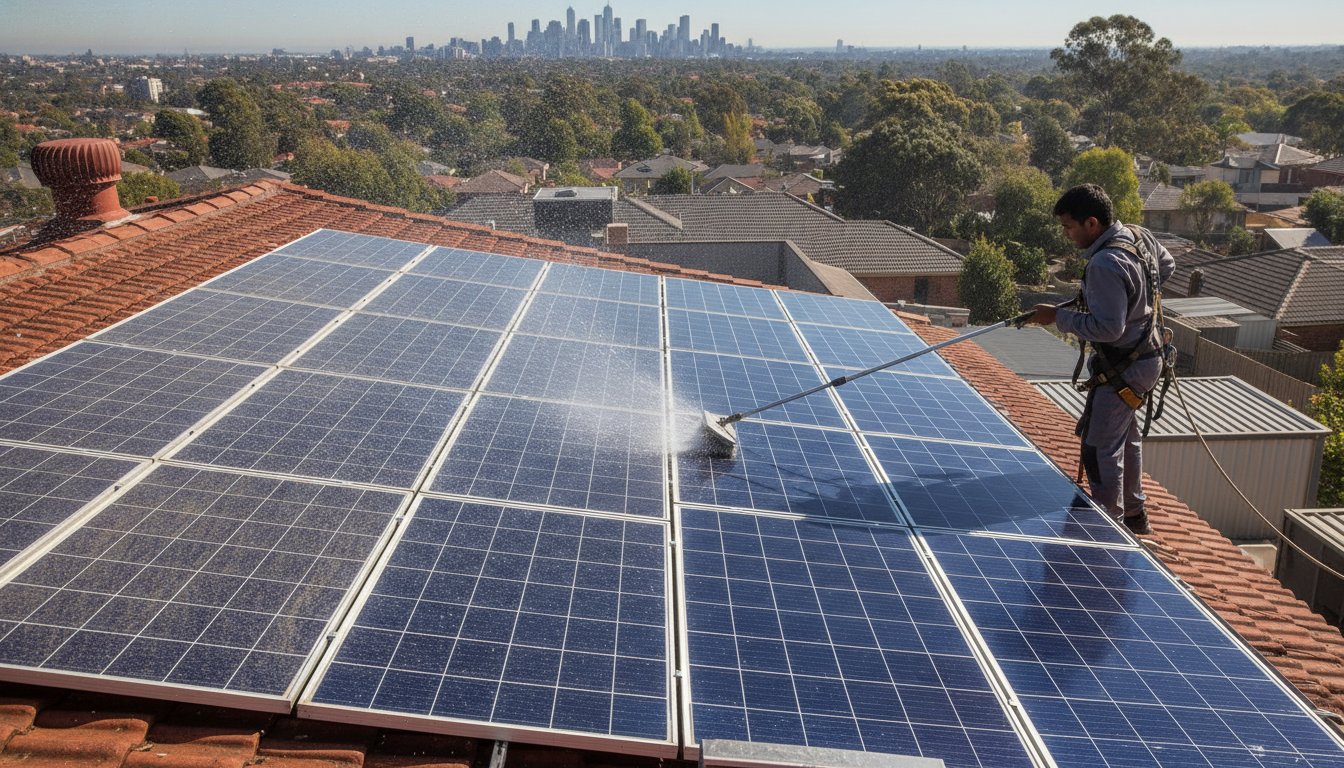 Solar Panel Cleaning Cost Melbourne: 2026 Price Guide & ROI Analysis – Hero Image Solar Panel Cleaning Cost Melbourne: 2026 Price Guide & ROI Analysis
